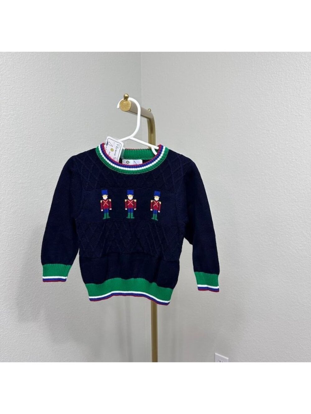 Florence Eiseman Soldier Nutcracker Cable Knit Christmas Sweater Toddler 24M NEW